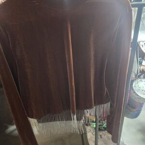 Brown Velvet Fringe Jacket